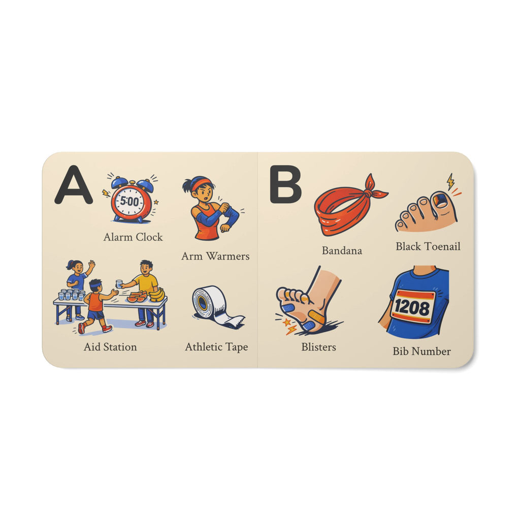 My Running ABCs board book — themed alphabet for runner families